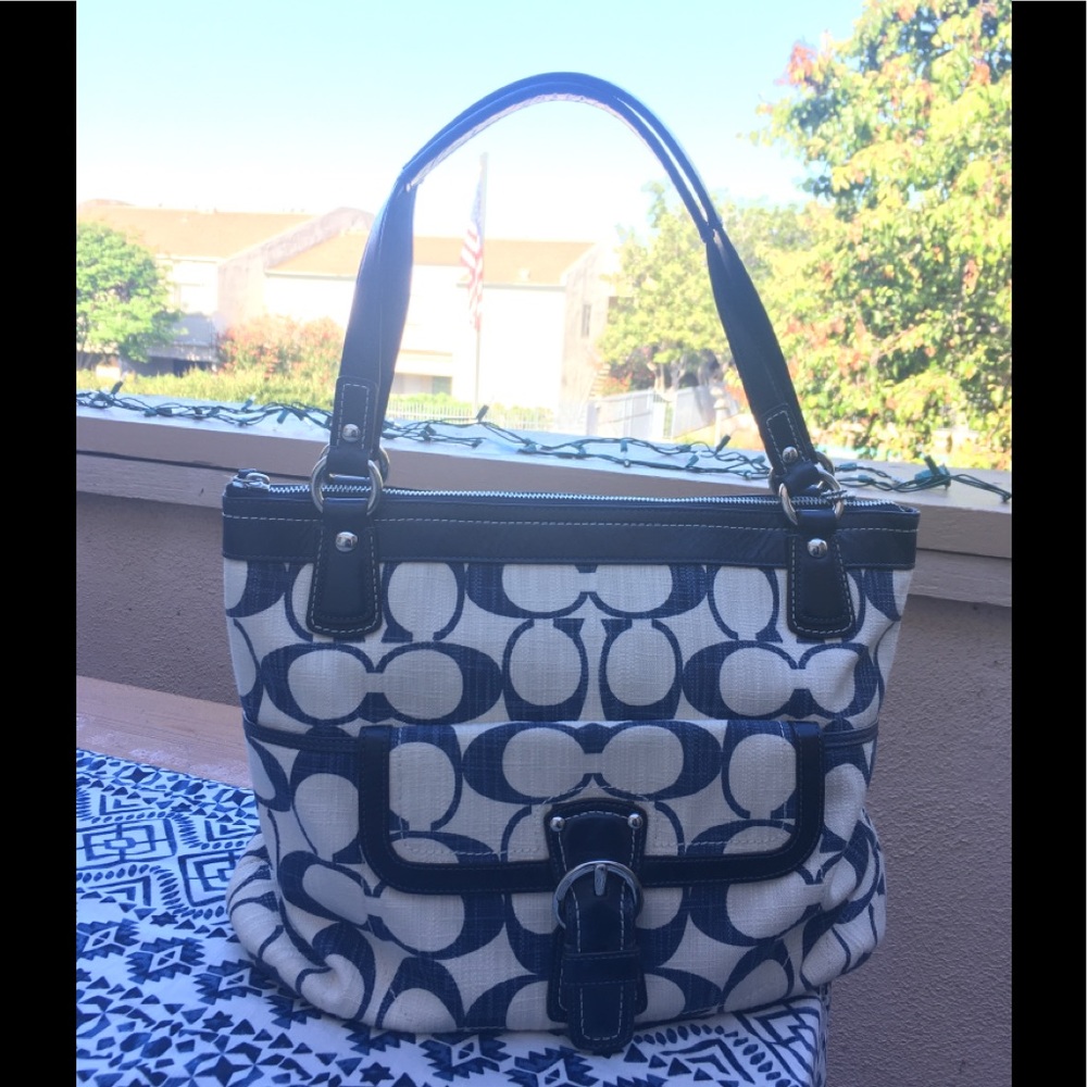 Rare Poppy signature cross hatch canvas tote
